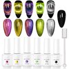 Makartt Gel Nail Polish Magnetic Cat Eye Yellow Purple Sliver Rose Red Green 9D Black Hole Gel Polish with Magic Effect 8ml 6 Colors with Magnet Stick Soak Off Manicure DIY Nail Art Designs