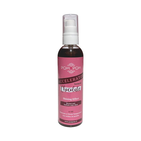 Tanning Oil Pompom - CHOCO - 100% natural with vitamin E, Eco Friendly - 4 oz