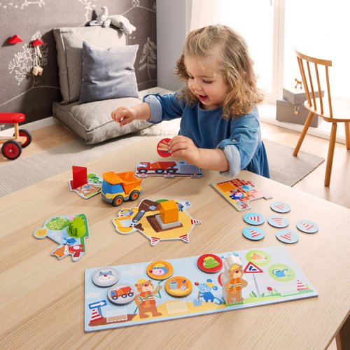 HABA My Very First Games Building Site - Cooperative Learning Kids Game, Toddler Learning Activities & Games for 2+ Year Olds, Games with Toy Trucks