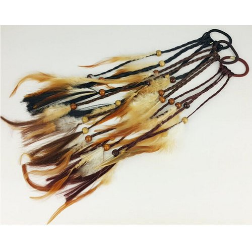 3 PCS Women Lady Girls Handmade Bohemia Hair Rope Head Wrap Hair Band Headbands Elastics Feather Hair Tie Ponytail Holders Hair Accessories Headdress