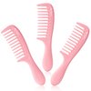 HYOUJIN Hair Comb Set, 3 Pocket Wide Tooth Combs - Detangling Shower Combs for Curly Hair, Wet Hair, Thick Hair - Travel Size for Women, Men (Pink)
