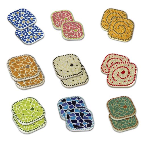 Mosaic Coasters The Perfect DIY Project for Mosaic Lovers 2 Square Coasters Glazed 10 cm