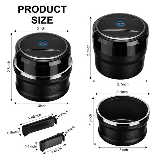 SOLARXIA Car Ashtray with Lid Easy Clean Up Detachable Auto Ashtray LED for Most Car/Air Vent Cup Holder Home Office