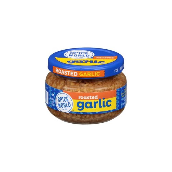 Spice World Roasted Minced Garlic – 4oz Garlic Container – Ready-to-Use Seasonings for Cooking, Reduce Prep Work and Easily Add Flavor