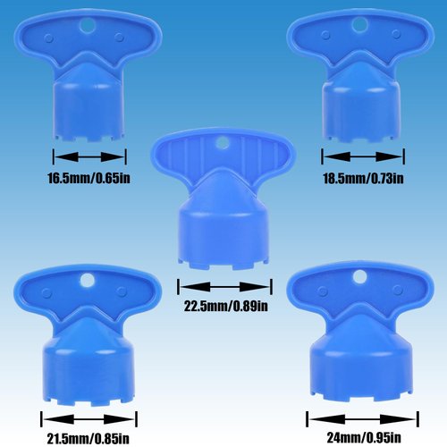 BOETOADG 5 Pcs Cache Faucet Aerator Key Removal Wrench Tool with 5 Sizes M16.5, M18.5, M21.5, M22.5, M24 Recessed Aerator Key Sink Aerator Wrench for Bathroom Kitchen Sink Faucet Aerator Removal Tool