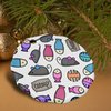 GRAPHICS & MORE Cat Toys Mouse Fish Catnip Pattern Porcelain Scalloped Holiday Christmas Tree Ornament - 2.8" (7.1 cm)