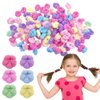 200 PCS Girl's Flower Hair Elastic Bands, Multicolor Mini Hair Bands Seamless Ponytail Holder Tiny Rubber Bands Hair Bobbles Toddler Hair Accessories for Girls