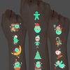 Luminous Christmas Temporary Tattoos Xmas Santa Claus Glow in The Dark Tattoos Stickers Cute Xmas Tree Snowflake Snowman Fake Tattoo Decal Christmas Glow Party Decorations Supplies 10Sheets