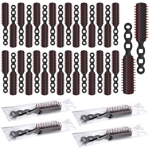 Lauwell 36 Pcs Hair Brushes in Bulk for Homeless, Disposable Hair Brushes Nylon Bristles Detangling Brush for Curly Wet and Dry Hair for Shelter, Hotel(Black)