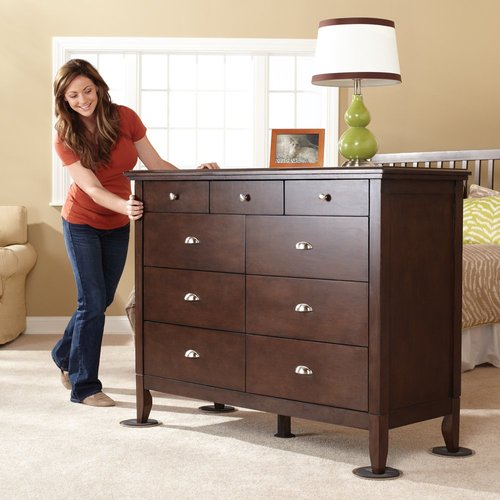 Super Sliders 3 1/2" & 7" Round Reusable Furniture Sliders for Carpet - Effortless Moving and Surface Protection, Beige (8 Pack)