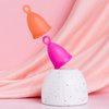 Peachlife Silicone Ring Menstrual Cup with Loop Pull Stem for Easy Removal - Reusable 12 Hour Tampon Alternative - Medium Size, Soft Peachcup