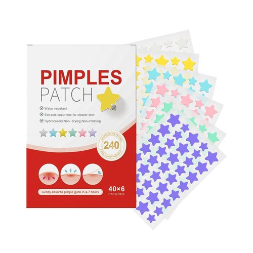 Wentoenapp 240 Pcs Star Pimple Patches,Pimple Patches for Face,Spot Stickers for Face and Skin Treatments and Masks, Pore Cleansing Strips
