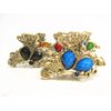 Generic Jeweled antique bronze hair claw clip (Primary color: Blue), 1 Count (Pack of 1)