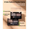 Eyebrow Powder Makeup Kit - Black + Dark Brown, 2 Color Eye Brow Powder Palette Waterproof Long-Lasting Brow Filler, Lightweight, Easy Blend, Natural Full Look with Brush, maquillaje para cejas-04