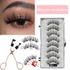 8 Pcs Magnetic Eyelashes False Eyelashes With Eyelash Curler Natural Look Long Wispy Reusable No Glue Need Handmade Eye Makeup Tools 3D Effect