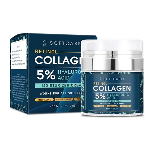 Softcaree Collagen Face Moisturizer,Collagen Botanical Stem Cells Cream for Skin with Retinol, Niacinamide, Hyaluronic Acid - Anti-Aging Day & Night Face Cream