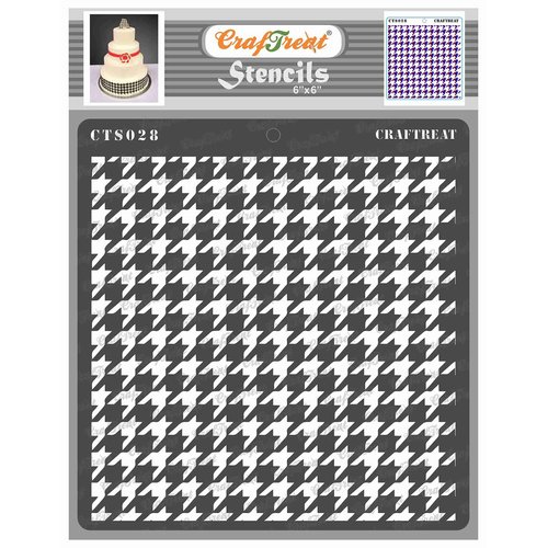 CrafTreat Geometric Stencils for Painting on Wood, Wall, Tile, Canvas, Paper, Fabric and Floor - Houndstooth Stencil - 6x6 Inches - Reusable DIY Art and Craft Stencils - Houndstooth Stencils