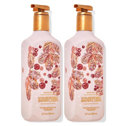 Bath & Body Works Hand Soap, Cleansing Gel, 8 Fl Oz Pack of 2 (Strawberry & Snowflakes)