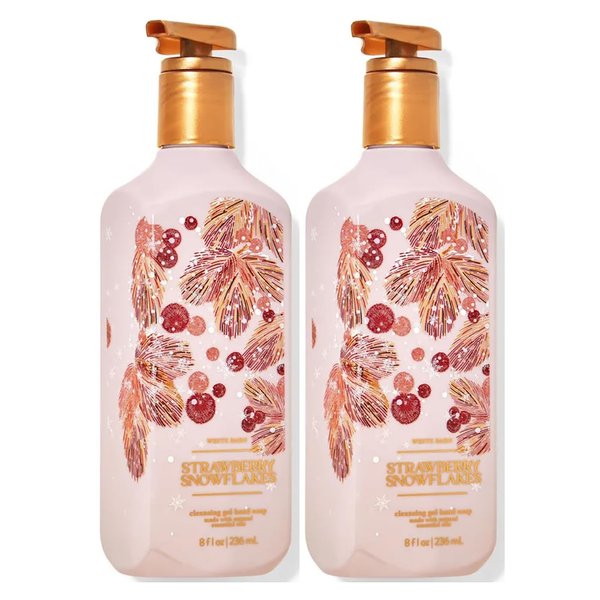 Bath & Body Works Hand Soap, Cleansing Gel, 8 Fl Oz Pack of 2 (Strawberry & Snowflakes)