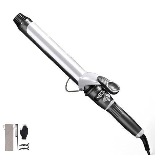 Keragard Hot Tools Curling Iron with 1 1/2 Inch Ceramic Barrel, LCD Display, 22 Heat Settings, Dual Voltage, Auto-Off