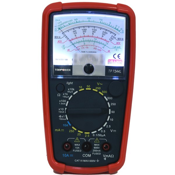 Tekpower TP7244L 7-Function 20-Range Analog Multimeter With Back Light with Strong Protective Holster