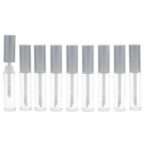 ericotry 10ML Reusable Empty Lip Gloss Tube Bottle Vials Containers Lip Balm Bottles with Silver Cap for Lip Samples Travel Split Charging DIY Makeup Pack of 10