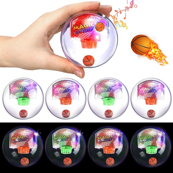 Liliful 12 Pcs Mini Basketball Ball Toys Basketball Party Favors with LED Lights Sounds Shooting Sports Ball Game Toy Rock and Score Basketball Game Ball Anti Stress Gift Christmas Party Favors