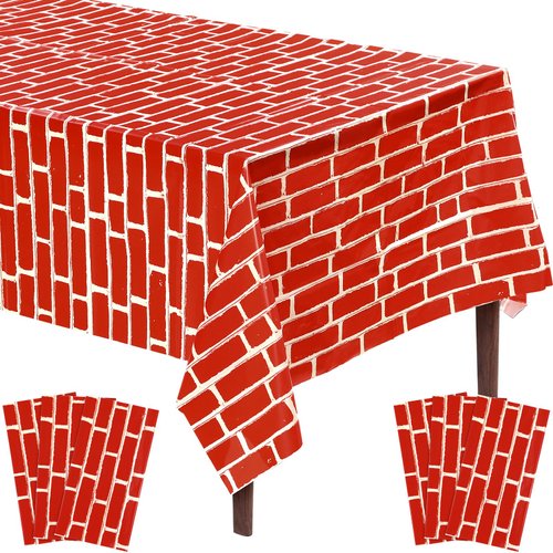 Chumia 6 Pcs Red Brick Tablecloths Stone Wall Backdrop Brick Sheet Wall Decoration Brick Table Cover Brick Wallpaper for Christmas Party Fireplaces Chimneys Photography Supplies 54 x 108 Inches