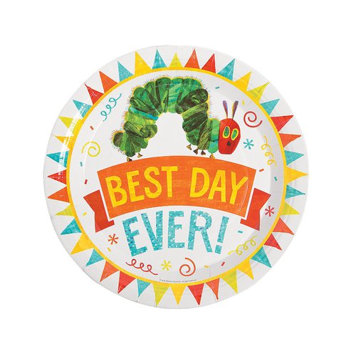 Fun Express Very Hungry Caterpillar Dinner Plates for Birthday - Party Supplies - Print Tableware - Print Plates & Bowls - Birthday - 8 Pieces