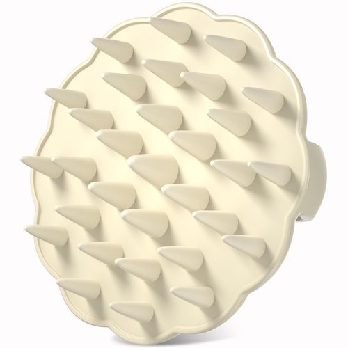 MTDLYICE Scalp Massager Hair Growth, Scalp Scrubber Wiht Silicone Bristles, Head Massager Scalp, Wet Dry Hair Care Scalp Scrub for Women Man (White)