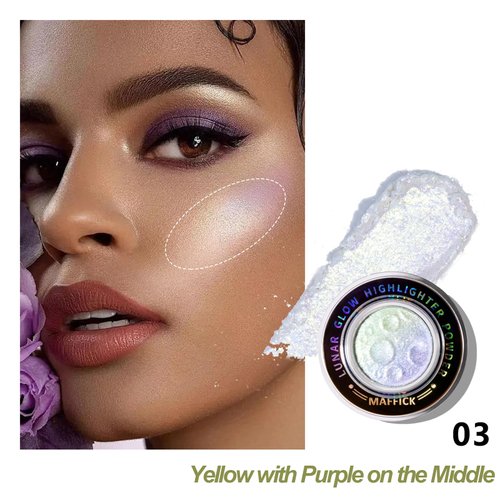 Okerker Glitter Highlighter Chameleon Palette, Face Multichrome Eyeshadow Highlighter Makeup, Holographic Sparkle Highlighting Illuminator Powder, Silky Creamy Shimmer Eye Shadow