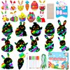 Max Fun Rainbow Color Scratch Easter Crafts Kit Easter Ornaments (96 Counts)-Magic Scratch Off Cards Paper Hanging Art Craft Supplies Educational Toys Kit for Kids Party Favors