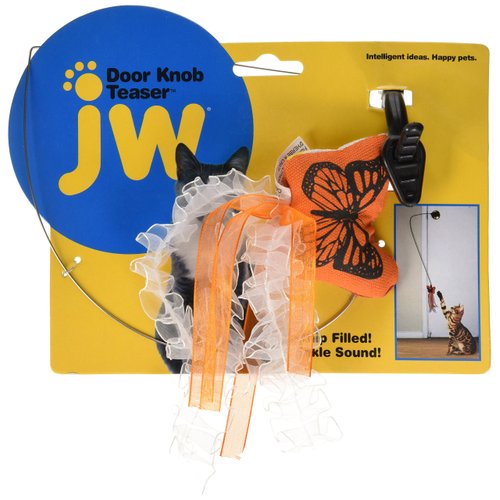 JW Pet Company Canvas Butterfly with Door Knob Teaser Catnip Toy