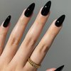 GLAMERMAID Black Press on Nails Medium Almond, Hot Pink Ombre Short Fake Nails Acrylic False Nail Kits Galaxy Star Design, Matte Stick Glue on Nails Sets, Oval Gel Nails Stiletto Full Cover for Women