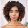 GNIMEGIL Ombre Brown 70s Afro Wigs for Women Short Curly Wigs with Side Bangs Synthetic Kinky Wig Natural Hair African American Wigs for Black Women Cosplay Party Halloween Costume
