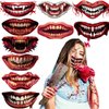 10 Sheets Halloween Face Temporary Tattoos Set for Adults Kids, Scary Big Mouth Tattoo Stickers, Zombie Skeleton Clown Makeup Horror Face Decals Fake Tattoos Cosplay Costume Accessories