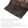 WENNALIFE Genius Seamless Clip in Hair Extensions Human Hair 7pcs Ultra Invisible 50% Thinner Seamless Hair Extensions Clip In Balayage Chocolate Brown to Honey Blonde Real Human Hair