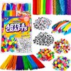 FUNZBO 1200pcs+ Arts and Crafts Supplies for Kids - Craft Kits with Pipe Cleaners, Pom Poms for Crafts, Popsicle Sticks for Crafts, Crafts for Kids Ages 4-8, Birthday Gifts for Kids, Girls & Boys