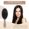 LEV Boar Bristle Hair Styling Brush - Wet Hair Brush for Curly, Thick, Natural Black Hair - Detangling & Smoothing Brush - Anti Frizz Hair Styling Brush - 360 Wave Brush - Beige