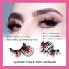 AJEAJE Christmas False Eyelashes,Self Adhesive Soft Natural Eyelashes,Handmade Fluffy Cat Eye Lashes 2 Pairs Red