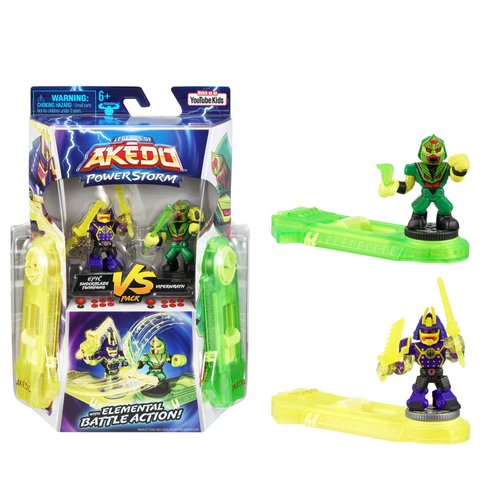 Legends of Akedo Powerstorm Versus Pack 2 Mini Battling Action Figures and 2 Battle Controllers Epic Shockblade Twinfang Versus Viperwrath