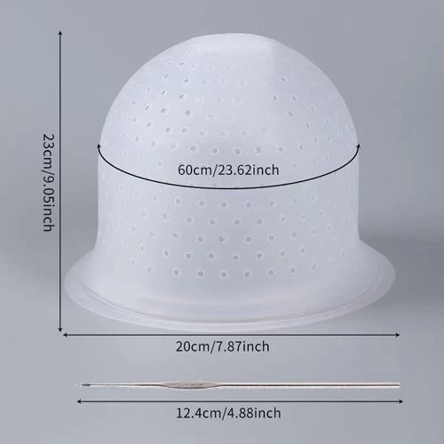 MILANGE Pre-punched Highlight Cap Sets (White and Purple) - Open Holes Reusable Silicone Hair Dye Caps with Hook for Professional Tipping and Home Salon Use