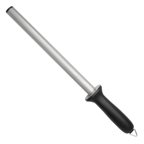Messermeister 10” Diamond Oval Sharpening Rod - Knife Sharpener - Fast-Cutting 800 Grit Diamond Abrasive - Ergonomic Handle & Non-Marking Tip
