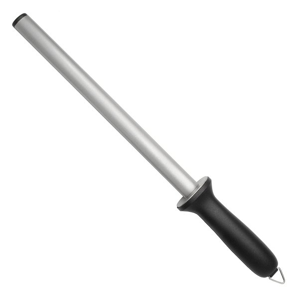 Messermeister 10” Diamond Oval Sharpening Rod - Knife Sharpener - Fast-Cutting 800 Grit Diamond Abrasive - Ergonomic Handle & Non-Marking Tip