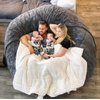 Giant Round Faux Fur Bean Bag Chair Cover - Ultra Soft and Fluffy, For Adults, Machine Washable (No Filler, Cover Only)