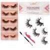 GOO GOO Mink Eyelashes, Middle Long Crossed Cluster Type False Eyelashes 18mm-25mm 5 Styles Multipack Natural Layered Hand Made Strips Siberian 3D Mink Lashes Fluffy Full Fake Eyelashes
