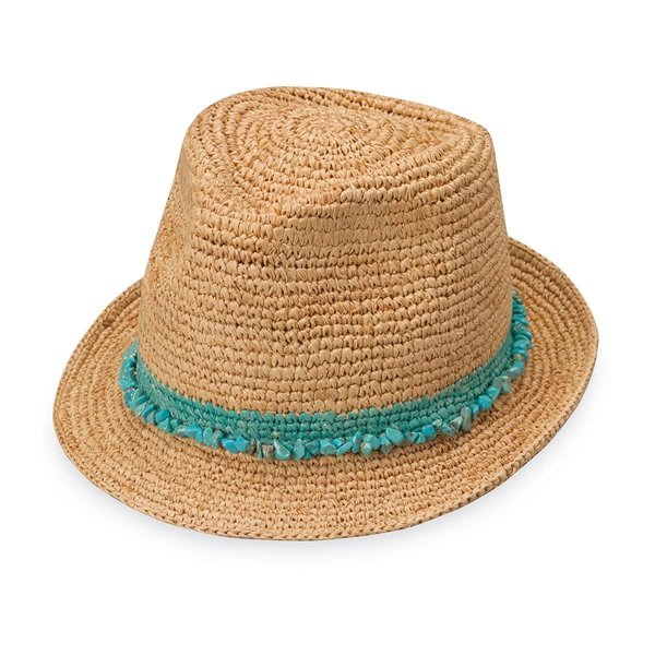 Wallaroo Hat Company – Women’s Tahiti Trilby Fedora – Natural Fiber, Short Brim with Adjustable Sizing for Medium Crown Sizes – Trendy and Chic Sun Hat for Casual All-Season Sun Protection (Turquoise)