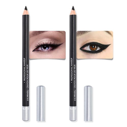 Kaely 2Pcs Black Pencil Eyeliner,Smooth Eye Liner Waterproof Smudge Proof,Sharpenable Multi-Use Gel Eyeliner Pencil Pen,Creates Natural Eye Makeup,delineador de ojos contra el agua