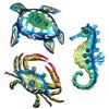 BVLFOOK Metal Sea Turtle Seahorse Crab Beach Themed Bathroom Wall Art Decor, Ocean Themed Wall Decorations for Home Bathroom,10 Inch, Set of 3