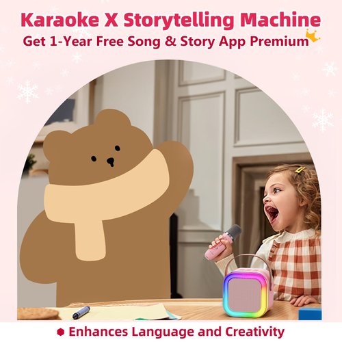 Kinglucky TOP Mini Karaoke Machine for Kids (with 14K+ Songs) Christmas Birthday Gifts Toys for Girls Ages 3-12+, Portable Mini Karaoke Machine with Wireless Microphone - Pink